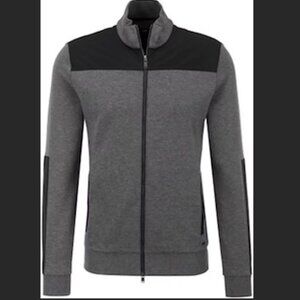 Hugo Boss Men Cotton Zip Through Jacket, Gray/Black, Small
